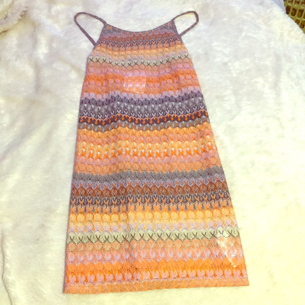 Topshop Orange, Textured Mini Dress